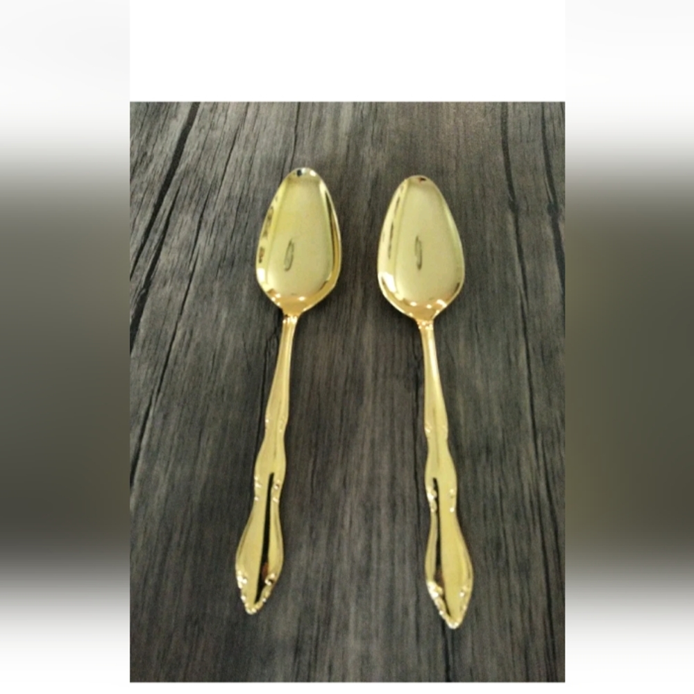 1847 Rogers Bros IS 23K Gold Plated Golden Anniversary 2pc Serving Spoon…